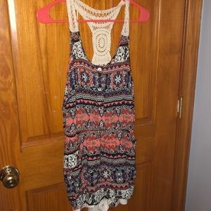 Orange and blue patterned romper